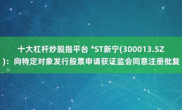 十大杠杆炒股指平台 *ST新宁(300013.SZ)：向特定对象发行股票申请获证监会同意注册批复