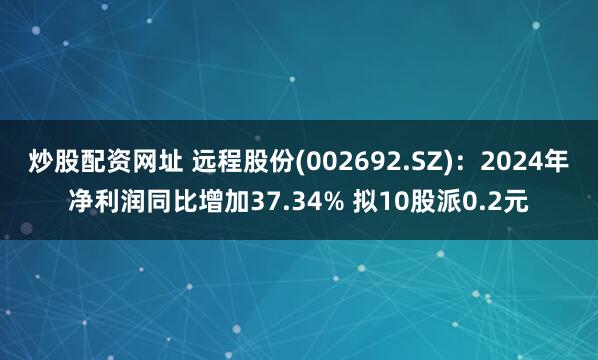 炒股配资网址 远程股份(002692.SZ)：2024年净利润同比增加37.34% 拟10股派0.2元